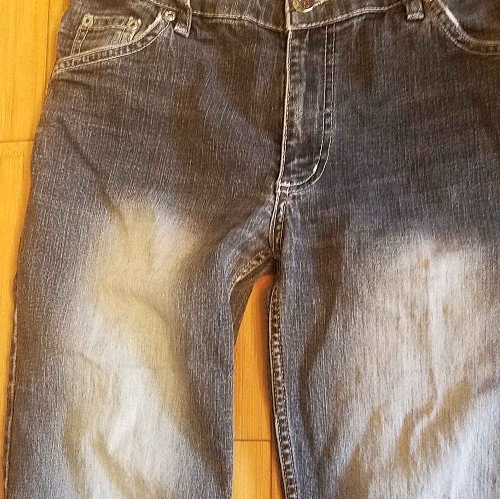 Davis special fabric blue jeans front back  bleach